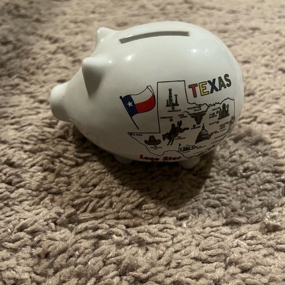 White Piggy Bank with Red Heart Accents - Picture 2 of 5